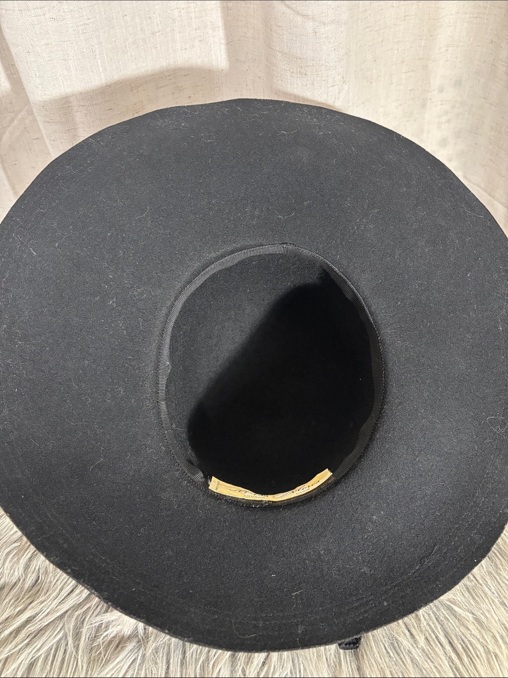 Vintage Wide-Brim Women's Black Wool Felt Floppy Hat - Picture 6 of 11